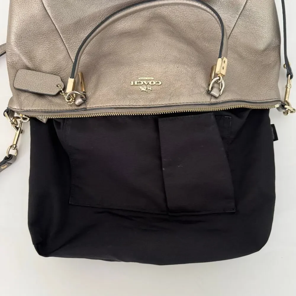 Coach Kelsey Metallic Pebble Leather Crossbody Satchel Bag F34493